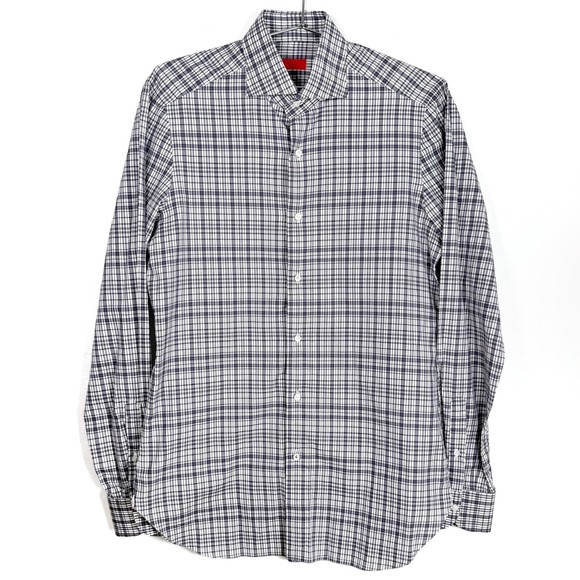 Isaia Other - ISAIA Napoli Mens Dress Shirt 15 1/2 Check Plaid Black & White Button Up